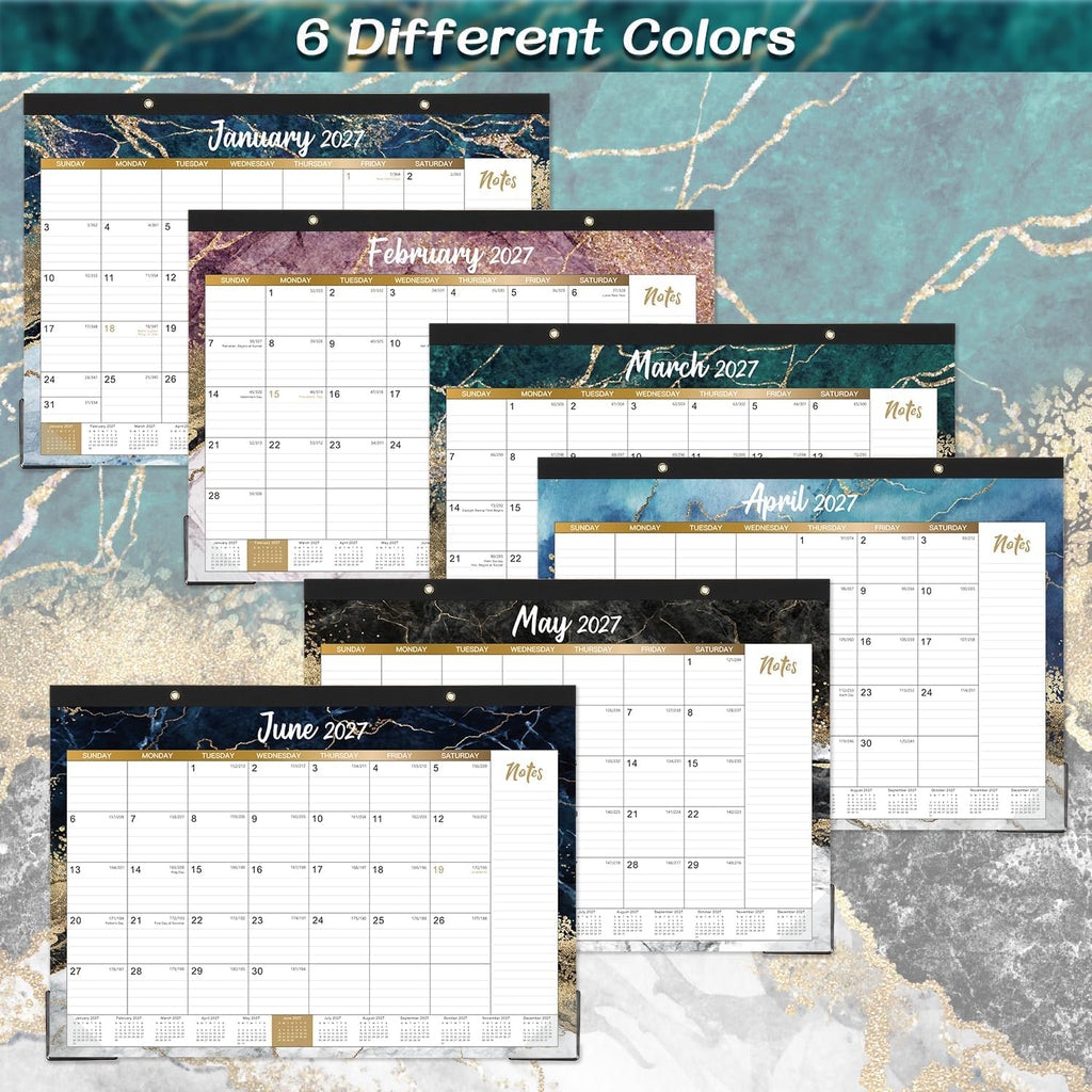 2027 Desk Calendar – Jan 2027 – Dec 2027, 12 Months Large Monthly Desk Calendar 2027, 17" x 12", Desk Pad, Ruled Blocks, To-do List & Notes, Tear Off, Best Desk/Wall Calendar, Gorgeous Marble Designs