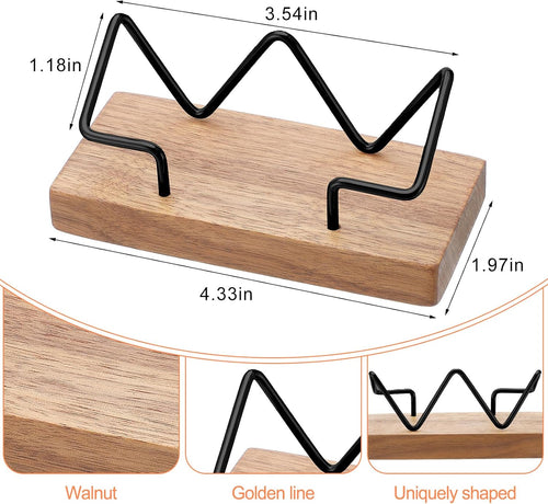 Amyhill 2 Pieces Wood Business Card Holder for Desk,Light Wood Color, Black