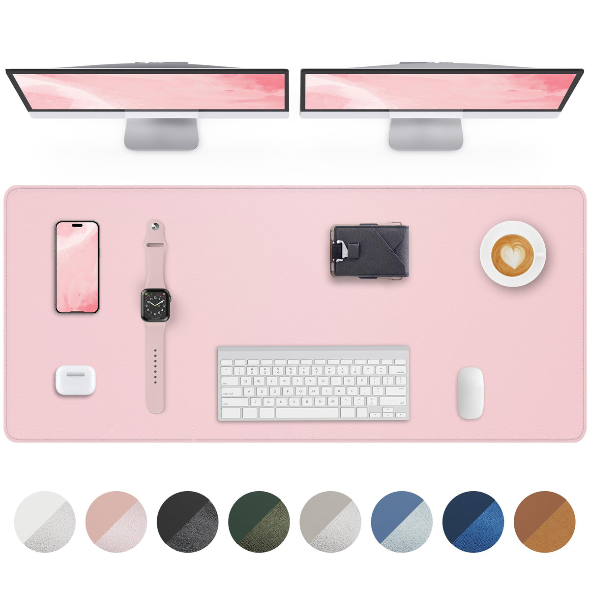 AFIING Large Desk Mat 55" x 24" - PU Leather Desk Pad Protector, Waterproof Non-Slip Extended Mouse Pad for Office Desk, Keyboard, Laptop and Home Workspace (Black)