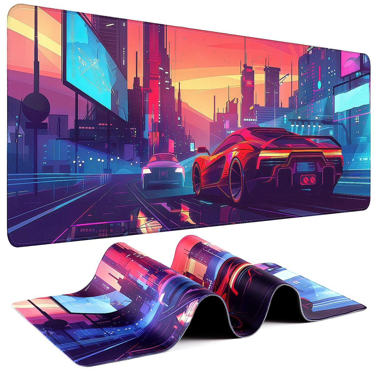 Mouse Pad Gaming - Desk Mat for Keyboard and Mouse - Kanagawa Large Mouse Pad for Desk, Japanese Sea Wave Mousepad (31.5 x 11.8inch) with Non-Slip Base, Desks Pad Mat for Game, Office and Home