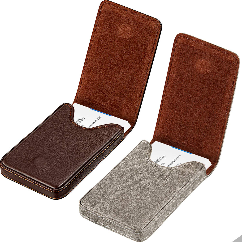 Outus 2 Pcs Business Card Holder Wallet PU,Black and Coffee,Classic