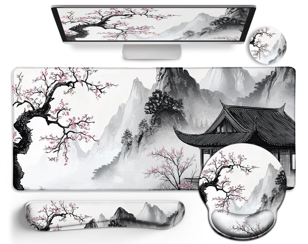 LIMKRIAN Goth Skull Mouse Pad Set Large Desk Mat for Desktop Decor