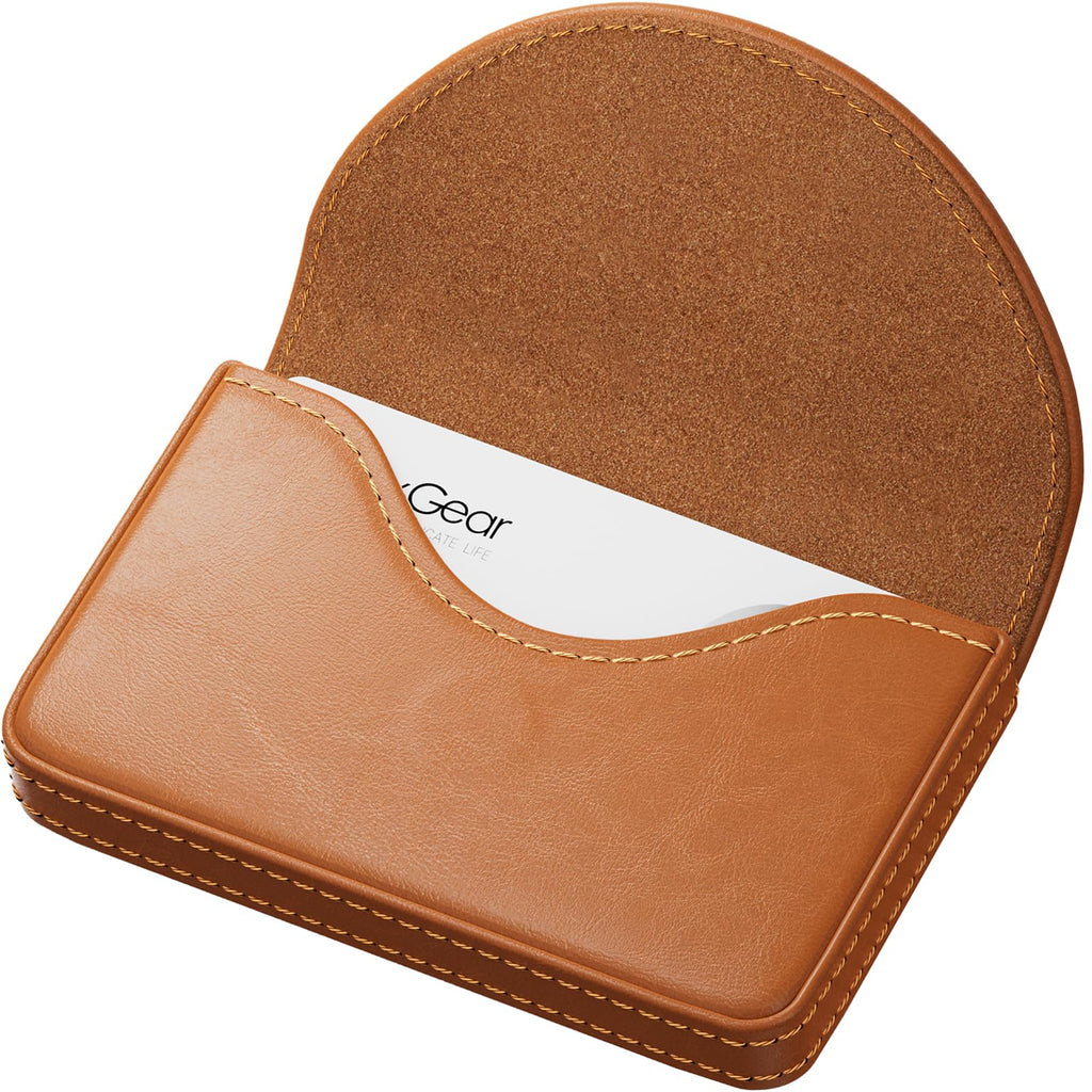 MaxGear Business Card Holder Case, PU Leather Business Card Case, Coffee