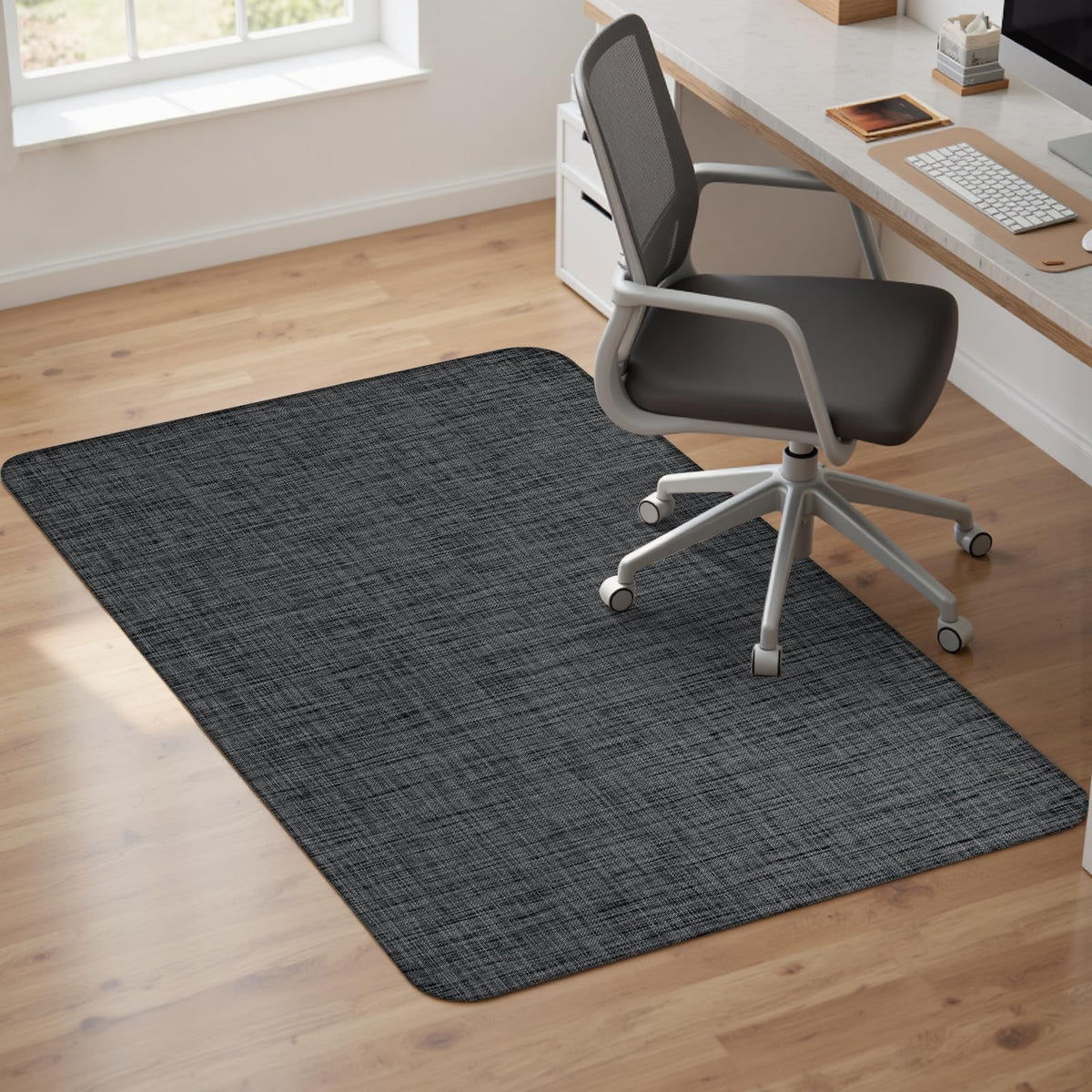 Sycoodeal Office Chair Mat for Hardwood Floor,Office Computer Gaming Chair Mat for Tile Floor,Large Floor Protector Rug,Anti-Slip,Easy to Clean,Pure Black(48"x36")
