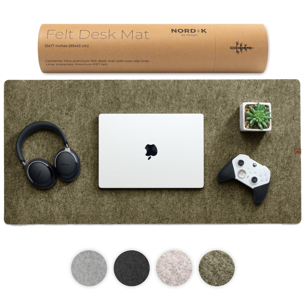 Nordik Felt Desk Mat - Large Felt Desk Pad - Charcoal 35 x 17 inches