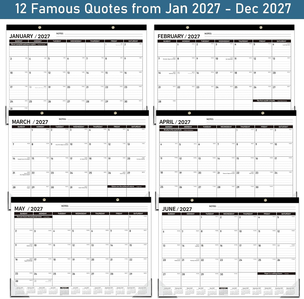 2027 Desk Calendar - JAN 2027 - DEC 2027, 12 Month Large Desk Calendar 2027