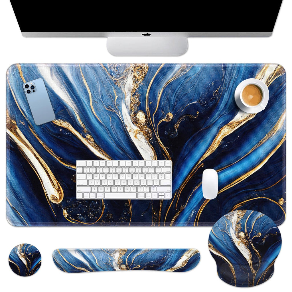 Britimes Keyboard Mouse Pad Set, 4 in 1 Desk Mat Set, Pink Rose Gold