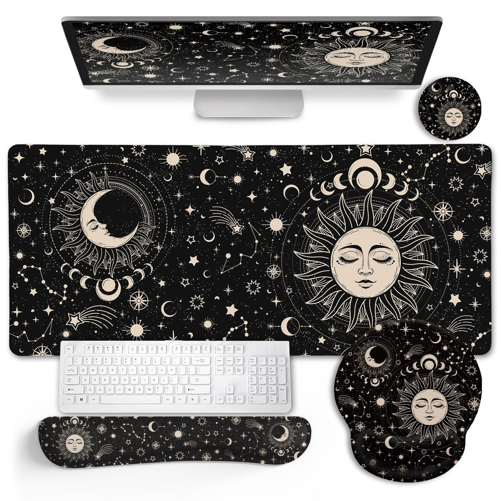 LIMKRIAN Goth Skull Mouse Pad Set Large Desk Mat for Desktop Decor