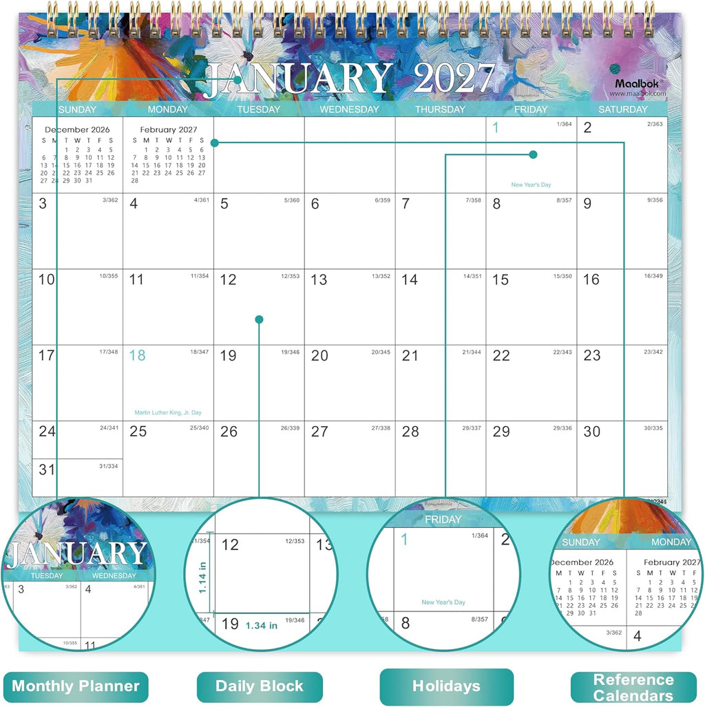 2027 Desk Calendar - Standing Flip Desktop Calendar 2027