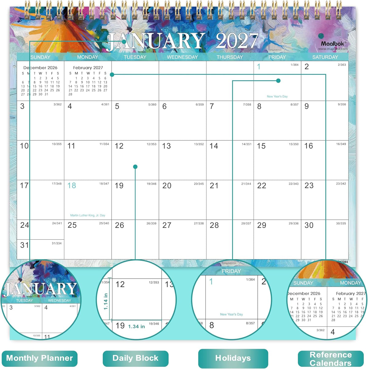 2027 Desk Calendar - Standing Flip Desktop Calendar 2027