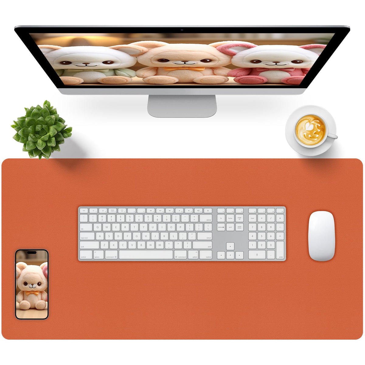 Bloss Leather Desk Pad and Keyboard Wrist Rest, Large Mouse Pad + Keyboard Pad+Mouse Wrist Support, Non-Slip Desk Mat Protector for Office, Home(31.5×15.7 Inches,Beige)