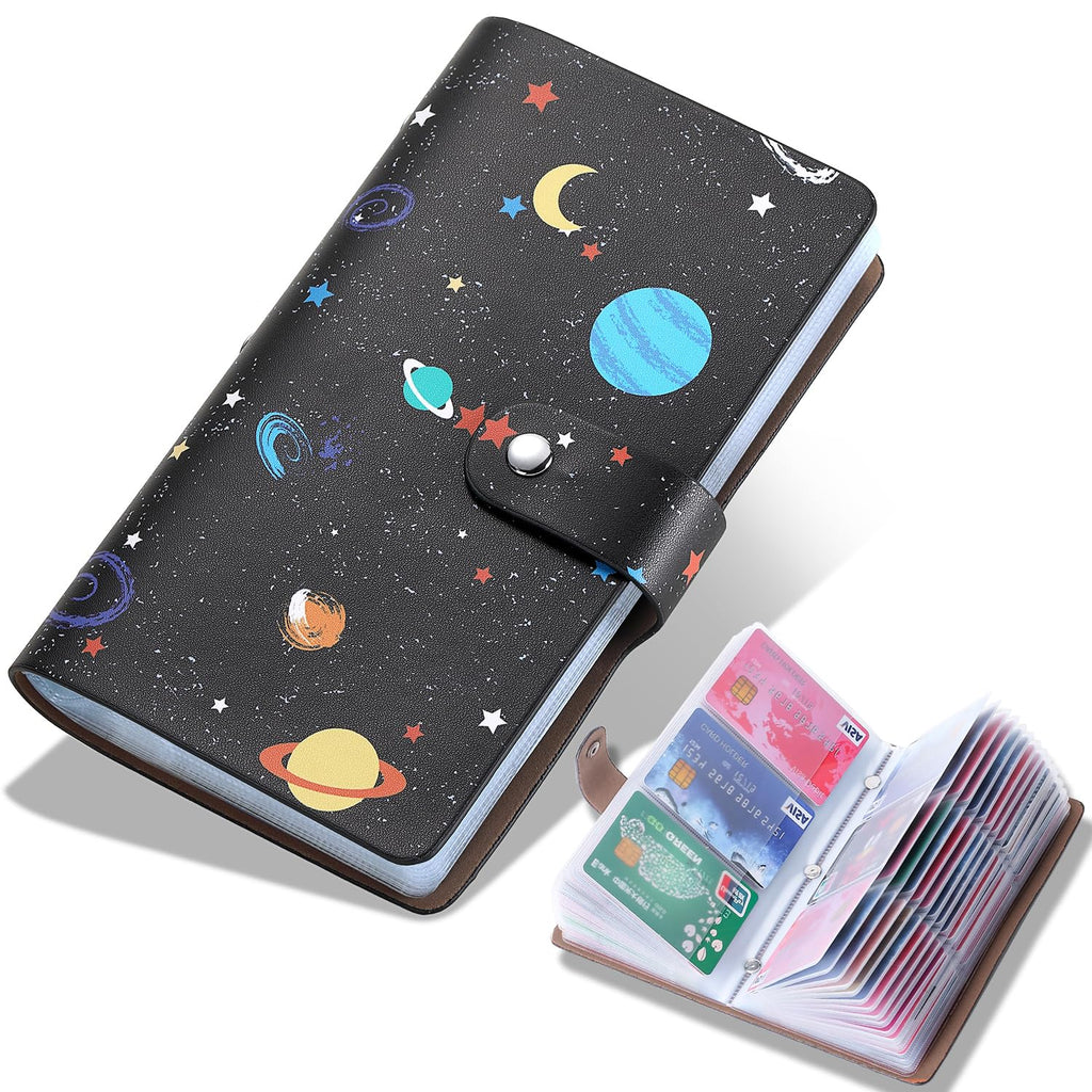 RFID Credit Card Holder Organizer, Leather Business Card Organizer with 96 Card Slots, Business Card Book to Keep Cards Neatly Organized and Prevent Jumbling, Loss, or Damage (Black)
