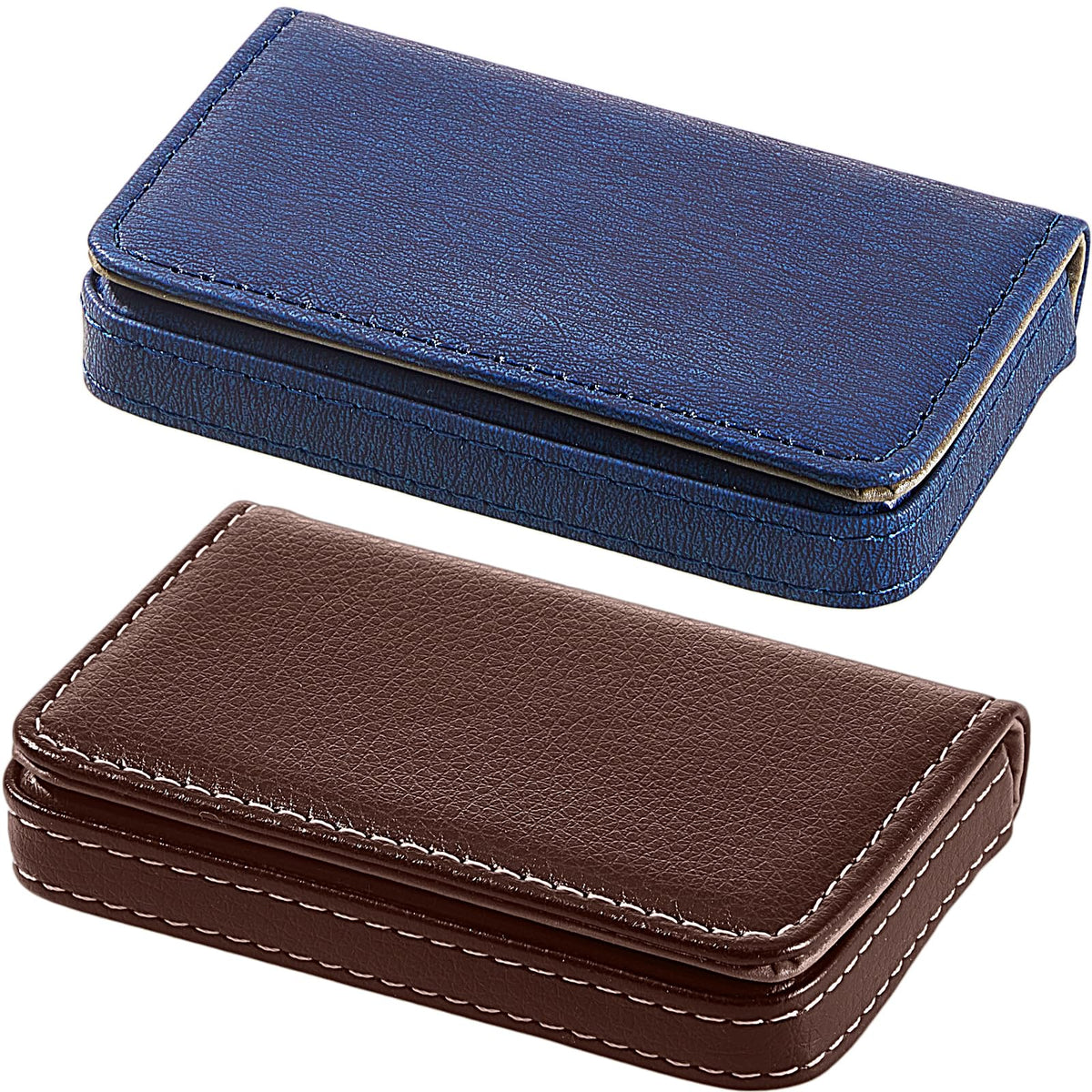 Outus 2 Pcs Business Card Holder PU Leather, Black and Coffee