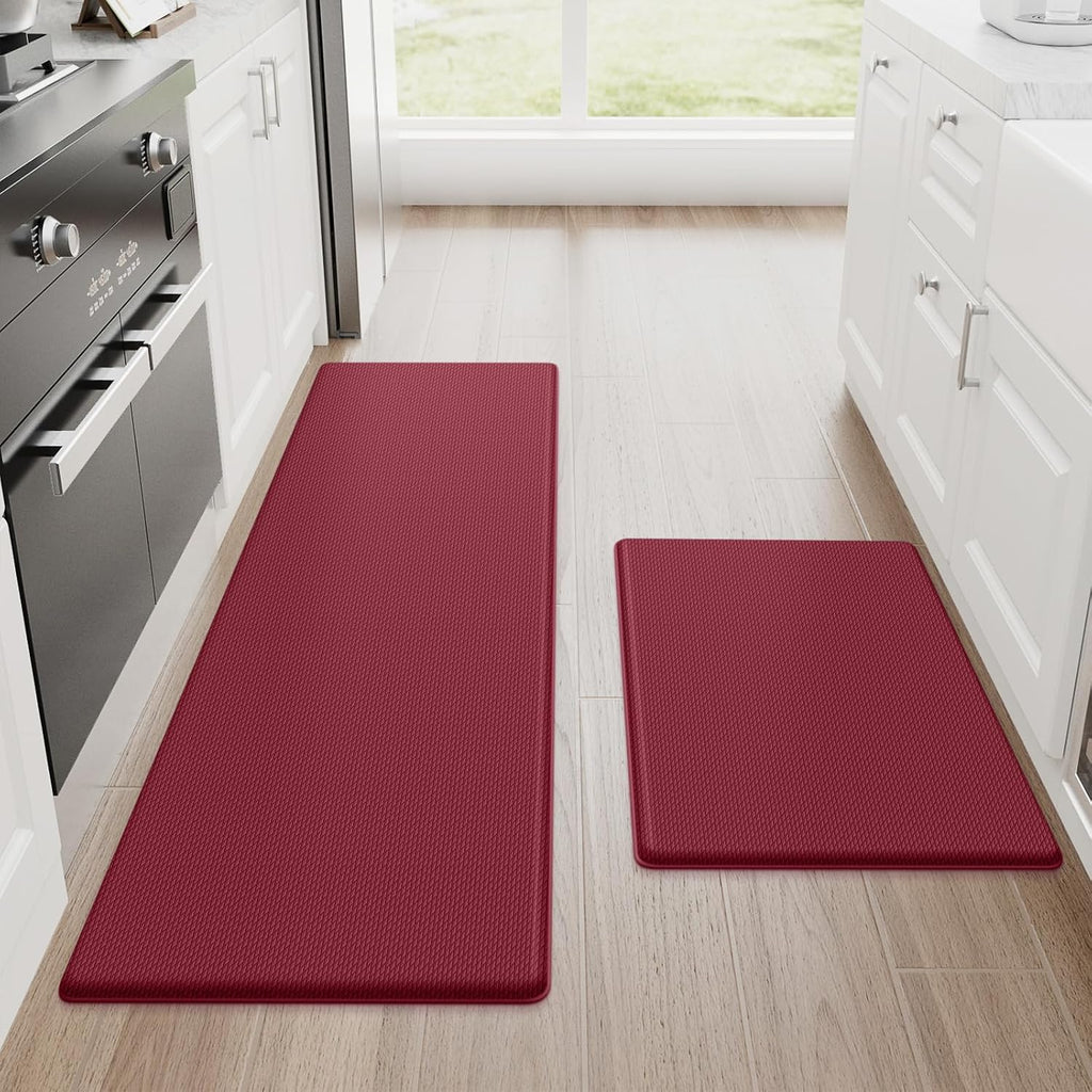 StepRite Kitchen Mats for Floor, 2-Piece Anti-Fatigue Kitchen Rugs, Black