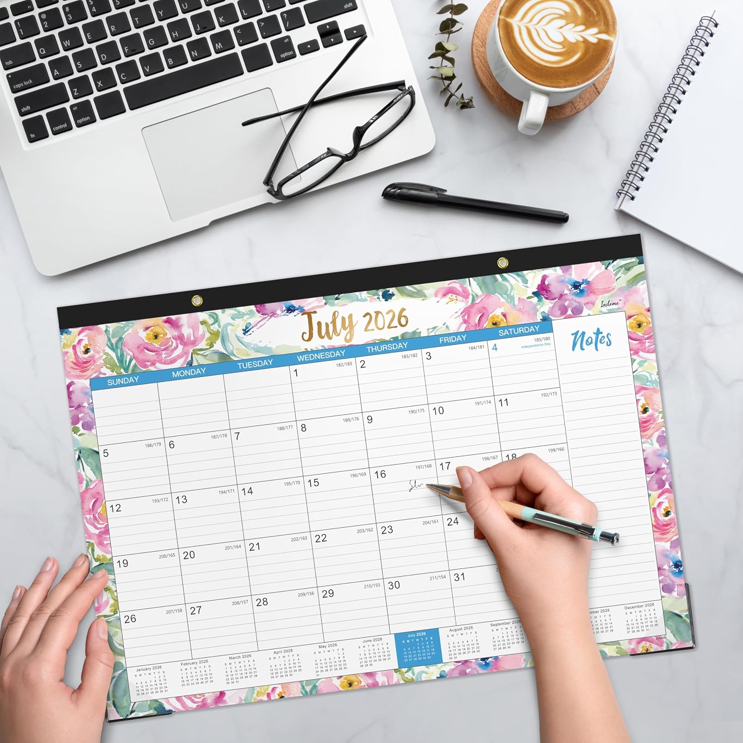 Desk Calendar 2026-2027 - Jul. 2026 - Dec. 2027, 18 Months Large Monthly Desk Calendar 2026-2027, 17" x 12", Desk Pad, Large Ruled Blocks, To-do List & Notes