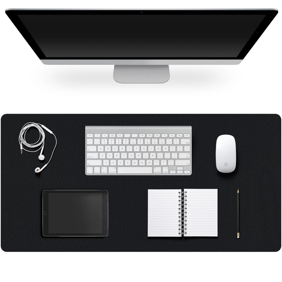 Leather Desk Pad Protector,Non-Slip Desk Pad(Black, 23.6" x 13.7")