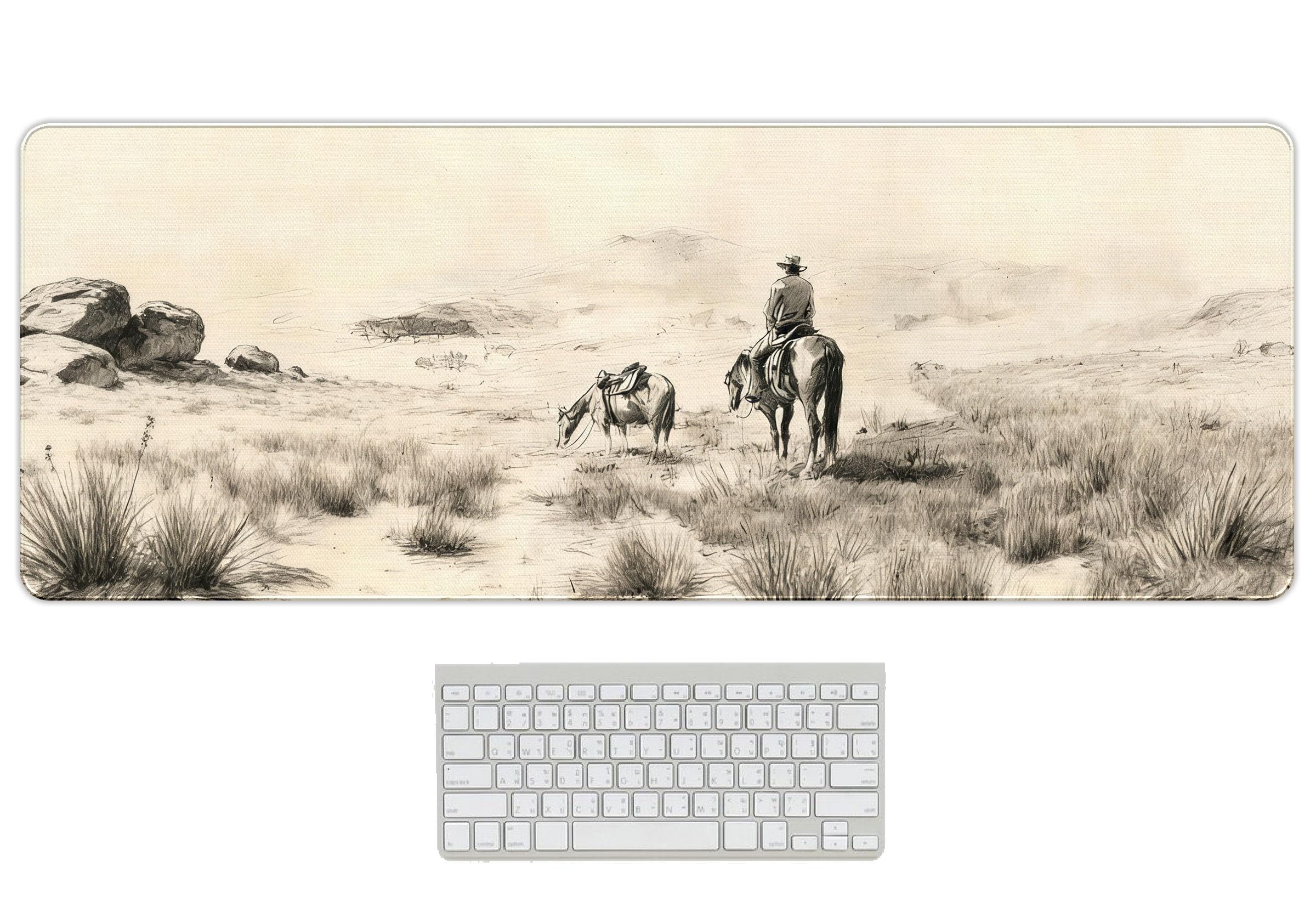 UTELKA Blue Desk Mat, Flroal Desk Matt for Desktop Mouse Pad 31.5x11.8