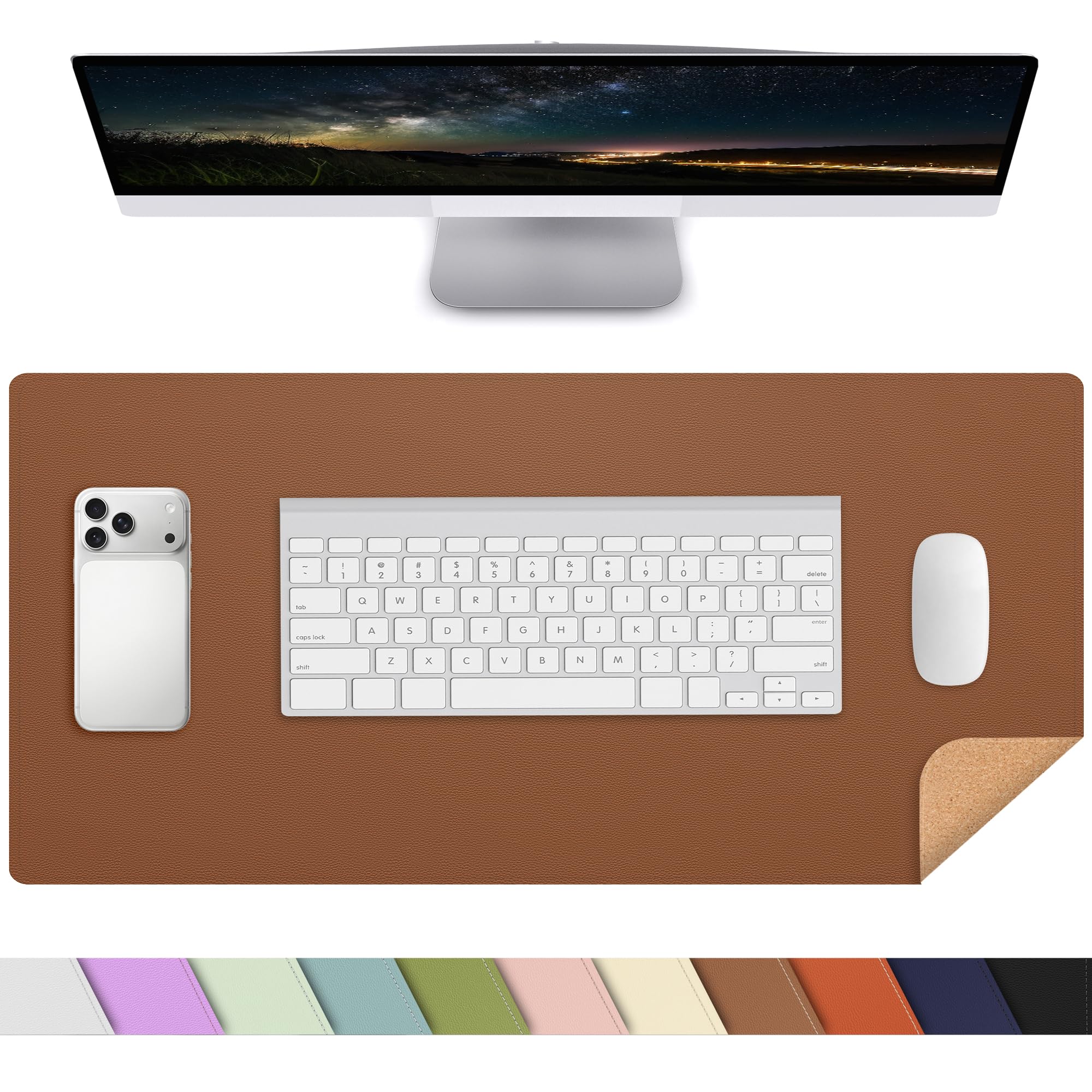 AFIING Large Desk Mat, 47" x 17", Black