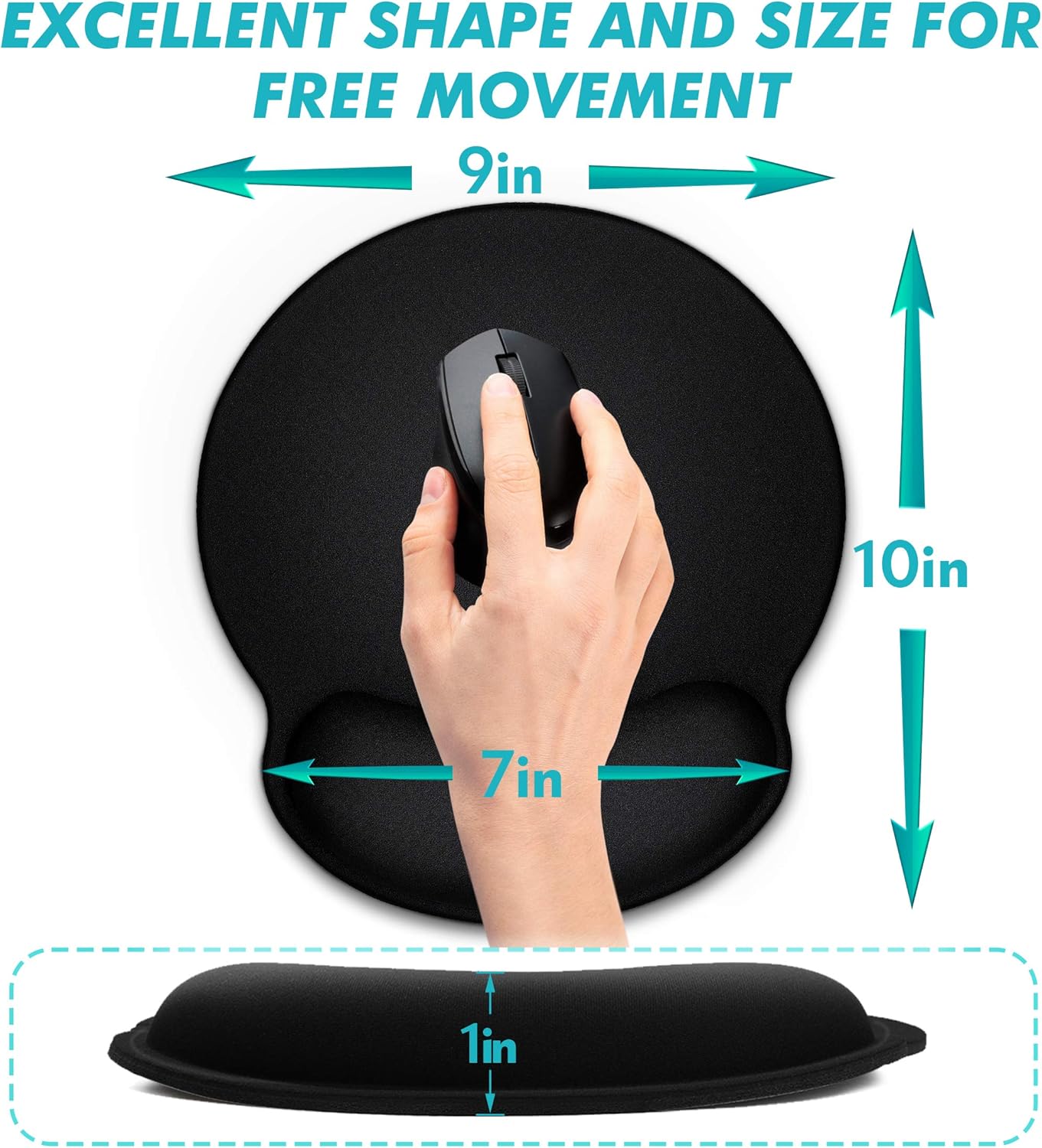 Ergonomic Mouse Pad 3 Pack with Wrist Rest Support, Round Gaming Mousepad with Smooth Surface & Non-Slip Rubber Base for Computer, Laptop, Office, Comfortable Memory Foam for Wrist Cushion