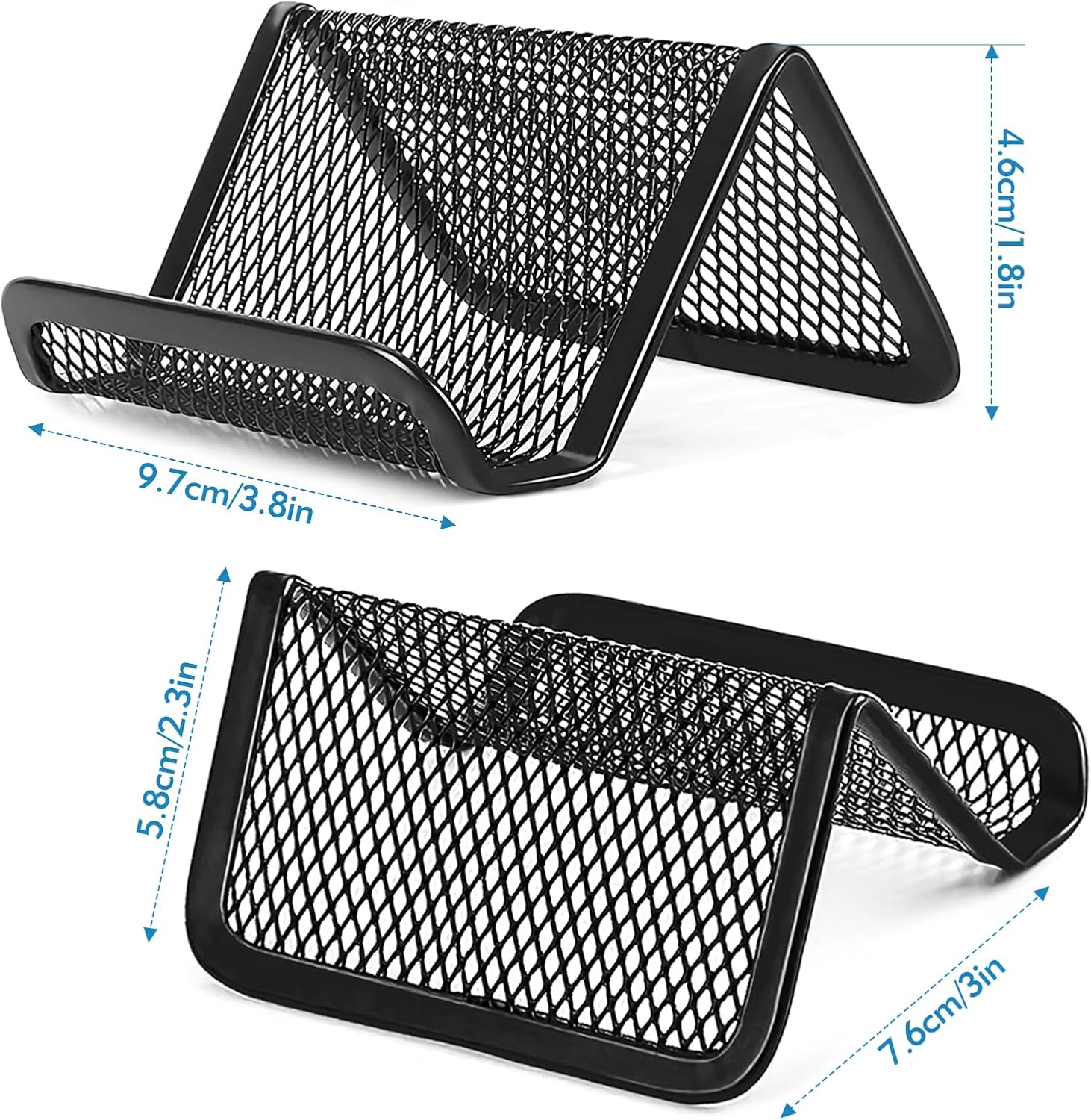 2 Pcs Black Business Card Holder Desk, Wire Mesh Business Card Holder Display, Desktop Business Card Stand, Metal Business Card Display Holder for real estate, Office, Tradeshow, Bar (2)