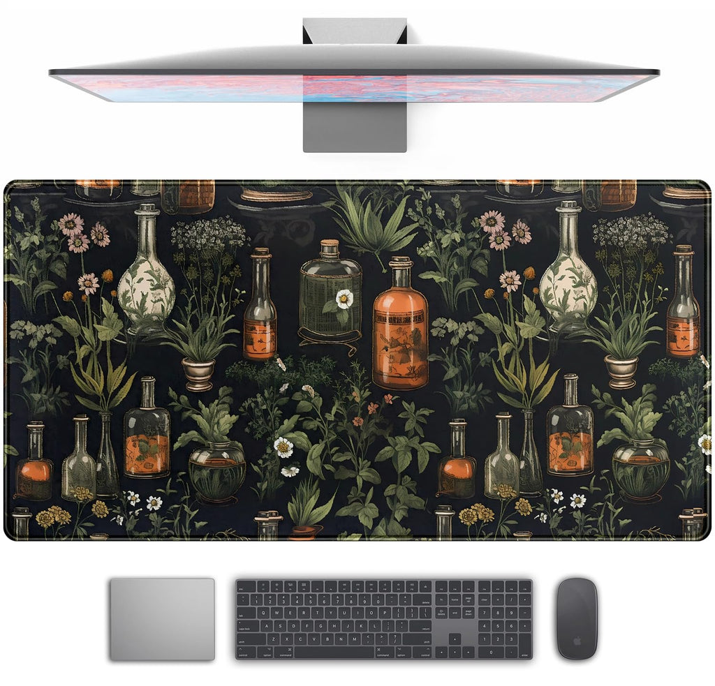 Desk Mat Forest Library Book Mouse Pad Big Desk Pad XXL Extended Gaming Large Mouse Pad for Desk Rubber Base Mousepad with Stitched Edges, Keyboard Mouse Mat for Work Game Office Home 31.5x15.7 in
