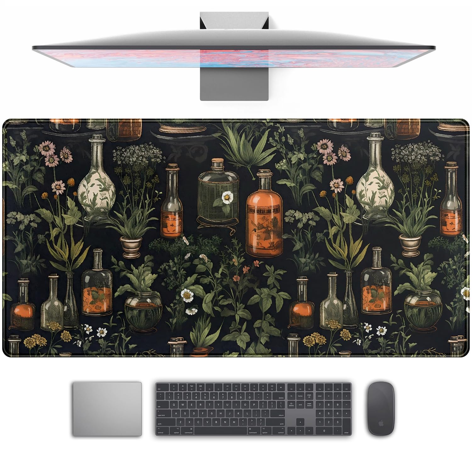Desk Mat Forest Library Book Mouse Pad Big Desk Pad XXL Extended Gaming Large Mouse Pad for Desk Rubber Base Mousepad with Stitched Edges, Keyboard Mouse Mat for Work Game Office Home 31.5x15.7 in