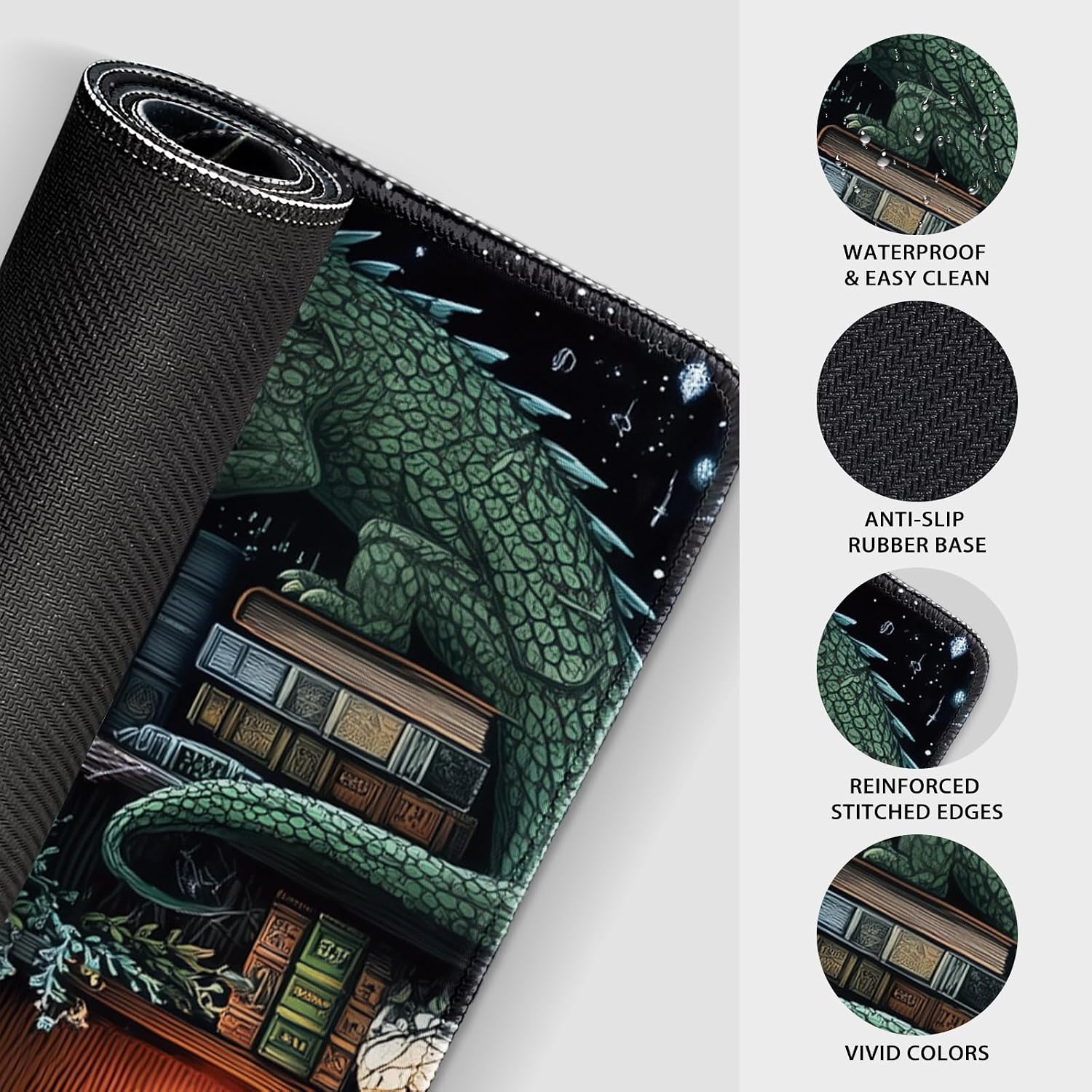 Mystical Gothic Library Large Gaming Mouse Pad Desk Mat 31.5x15.7