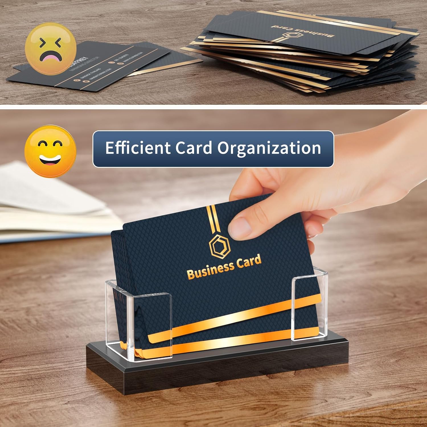 NIUBEE Acrylic Business Card Holder 2pcs, Gift Cards Display Stand for Desk