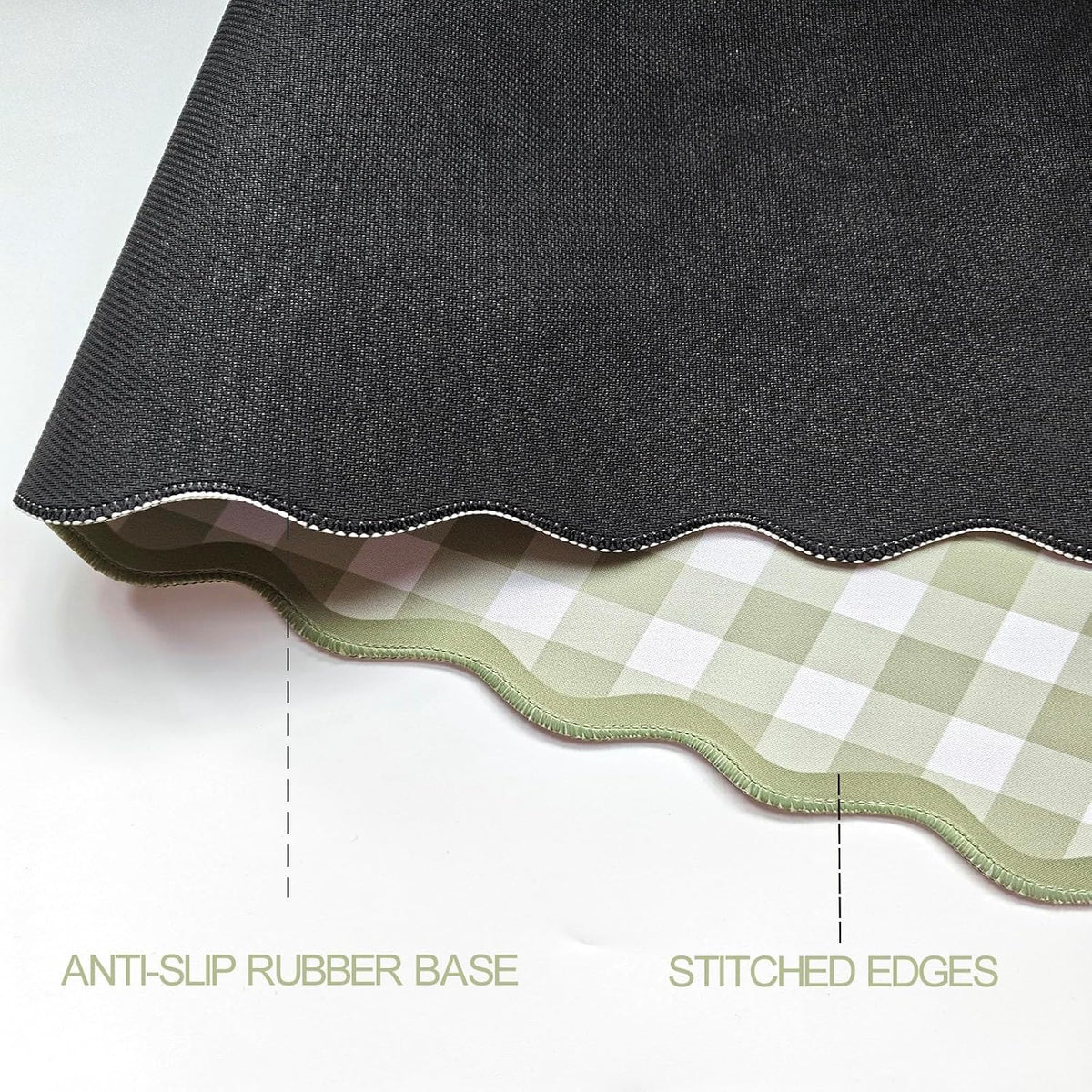 Scalloped‌ Green Checkered Desk Mat Cute Pastel Large Gaming Mouse Pad Gingham Kawaii Cottagecore ‌Vintage‌ Girly Keyboard Computer Mat Aesthetic Desk Pad Accessories Office Decor for Women
