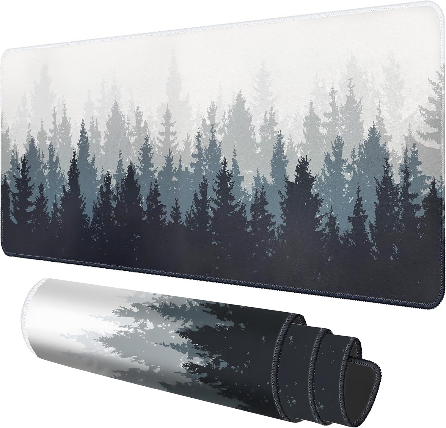Galdas Mouse Pad For Gaming,Forest Background Pattern XXL XL Large Mouse Mat Long Extended MousePad Desk Mat Non-Slip Rubber Mice Pads Stitched Edges Thin (31.5 x 11.8 x 0.12 Inches) Tree