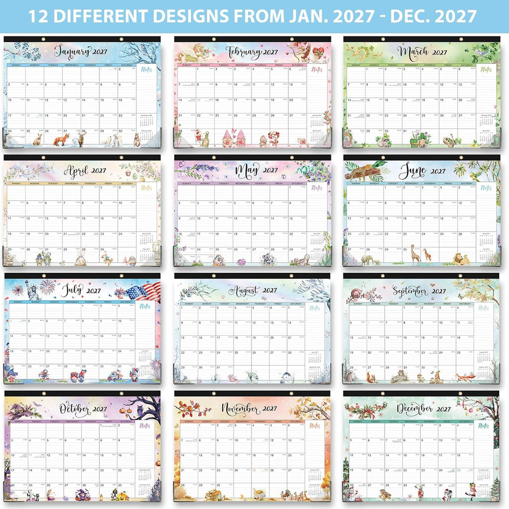 2027 Desk Calendar - 2027 Calendar, Jan. 2027 - Dec. 2027, 17”x 12”