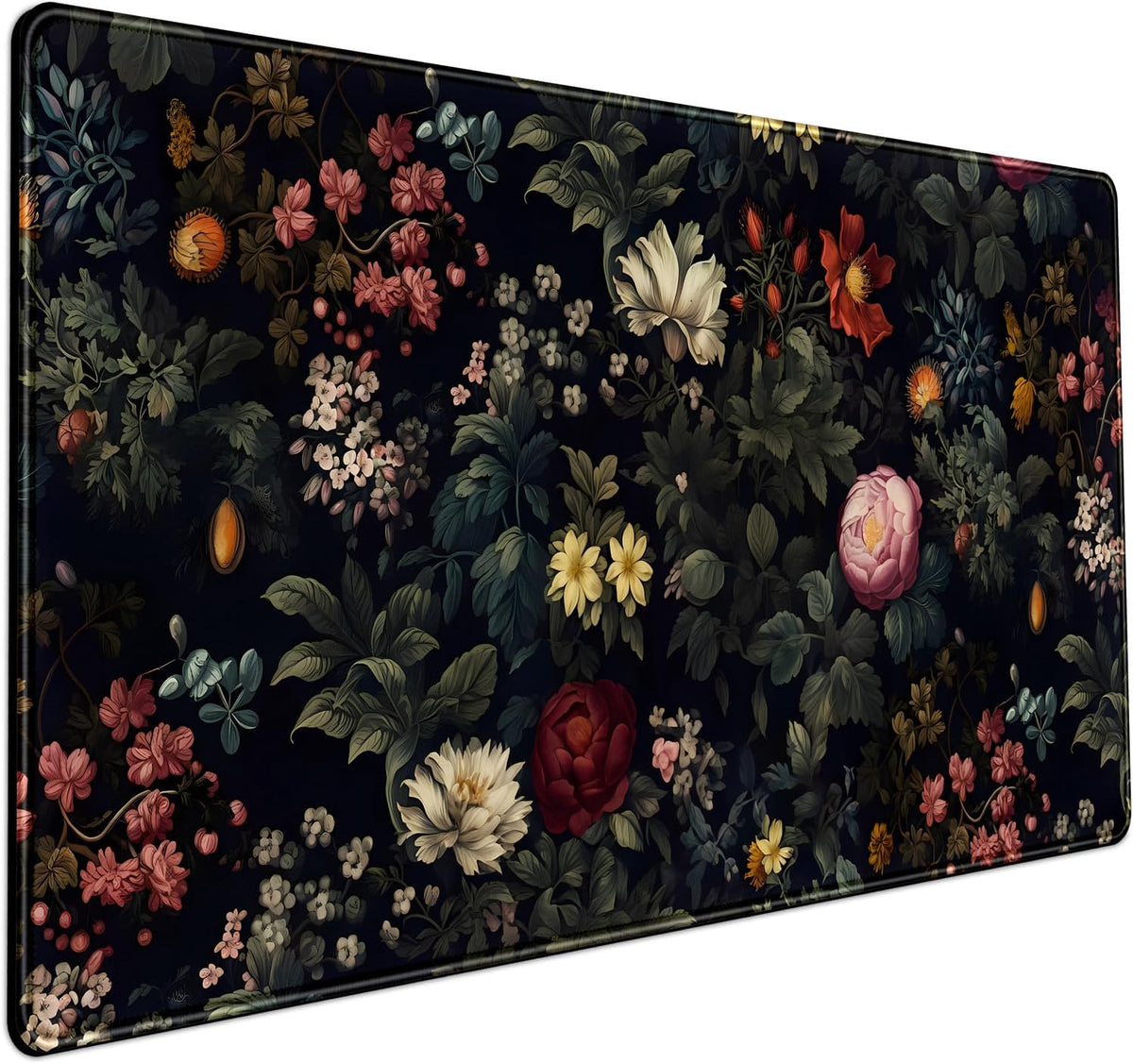 Black Vintage Desk Pad - Large Mouse Pad & Laptop Keyboard Mat - Non-Slip Base - 31.5 x 15.8 in - Gaming & Office Desk Decor