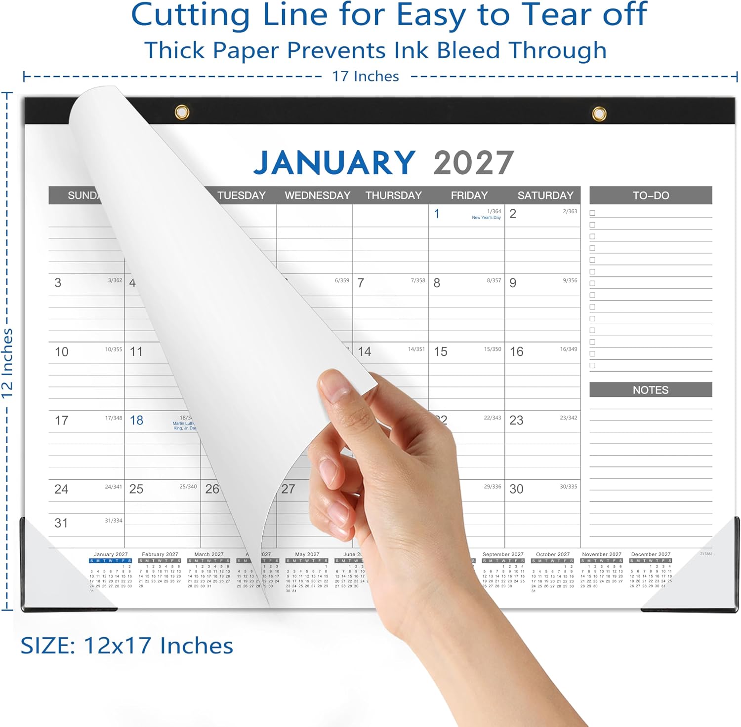 2027 Desk Calendar - 12 Months Calendar from January 2027 to December 2027