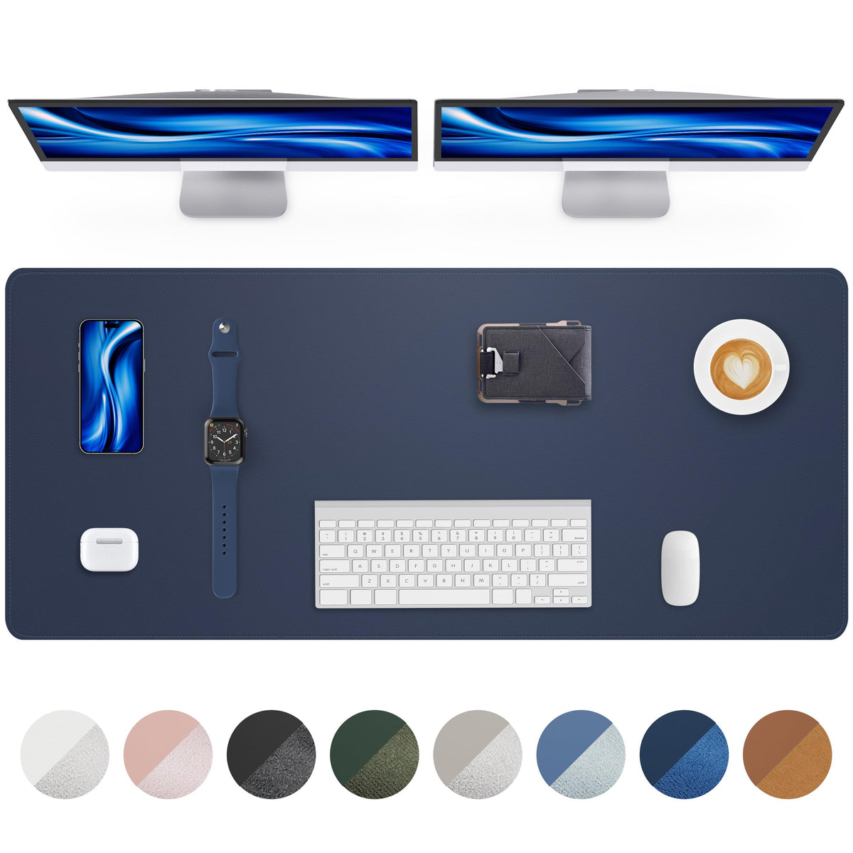 AFIING Large Desk Mat 55" x 24" - PU Leather Desk Pad Protector, Waterproof Non-Slip Extended Mouse Pad for Office Desk, Keyboard, Laptop and Home Workspace (Black)