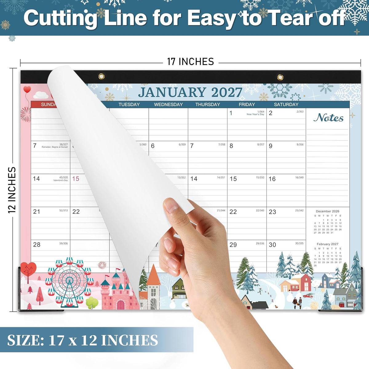 Desk Calendar 2027,18 Months Calendar from January 2027 to June 2028