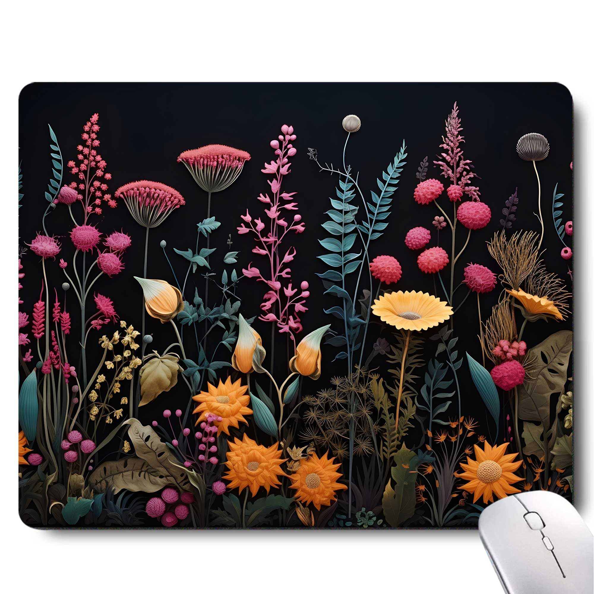 Gorgeous Flowers Plants Mouse Pad,Pink Floral Rose Mouse Pads for Desk,Soft Computer Mouse Mat Cute Mousepad Cloth Computer Mouse Pads for Women,Square Waterproof Non-Slip Rubber Base MousePads