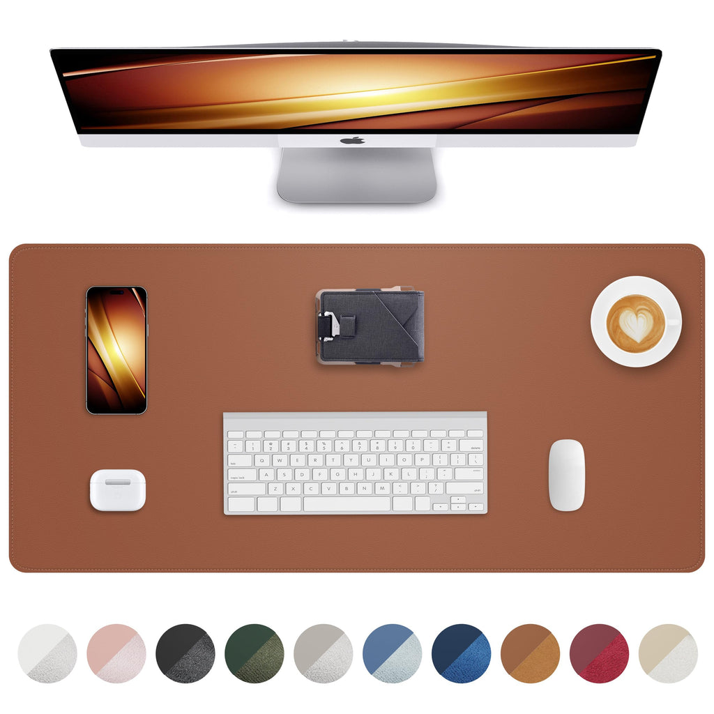 AFIING Large Desk Mat 55" x 24" - PU Leather Desk Pad Protector, Waterproof Non-Slip Extended Mouse Pad for Office Desk, Keyboard, Laptop and Home Workspace (Black)