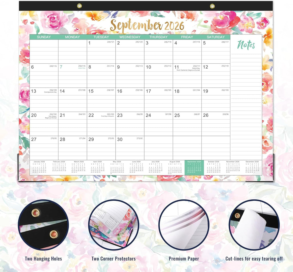 Desk Calendar 2026-2027 - Jul. 2026 - Dec. 2027, 18 Months Large Monthly Desk Calendar 2026-2027, 17" x 12", Desk Pad, Large Ruled Blocks, To-do List & Notes