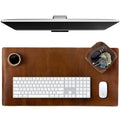 Elizo Real Leather Desk Mat Set (32x16) Large Desk Cover Desk Blotter Protector Computer Gaming Mouse Pad Table Laptop Office Desktop Accessories