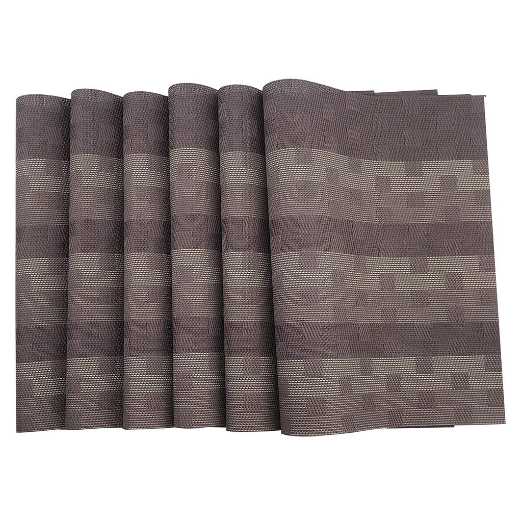 Place Mats PVC Set of 6, Table Placemats Set of 6 PVC Table Mats Natural Color (6 pcs, Red Leaves)