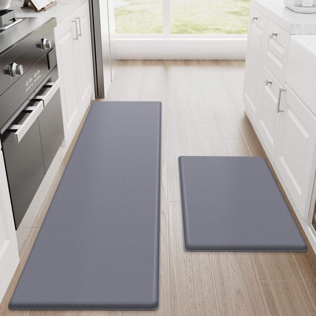 StepRite Kitchen Mats for Floor, 2-Piece Anti-Fatigue Kitchen Rugs, Black