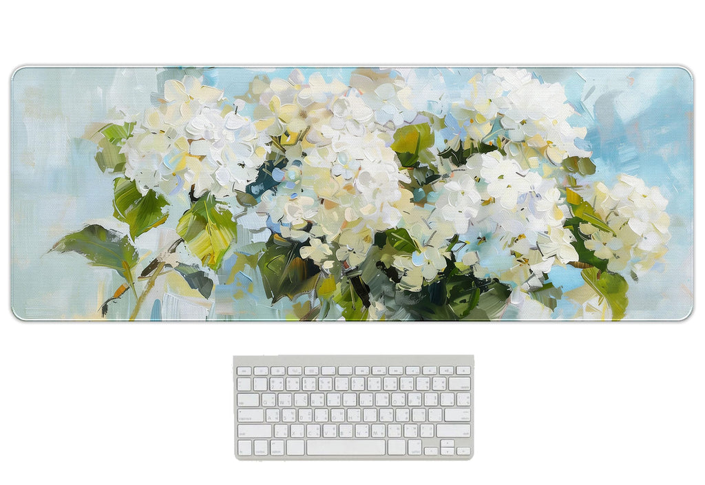 UTELKA Blue Desk Mat, Flroal Desk Matt for Desktop Mouse Pad 31.5x11.8