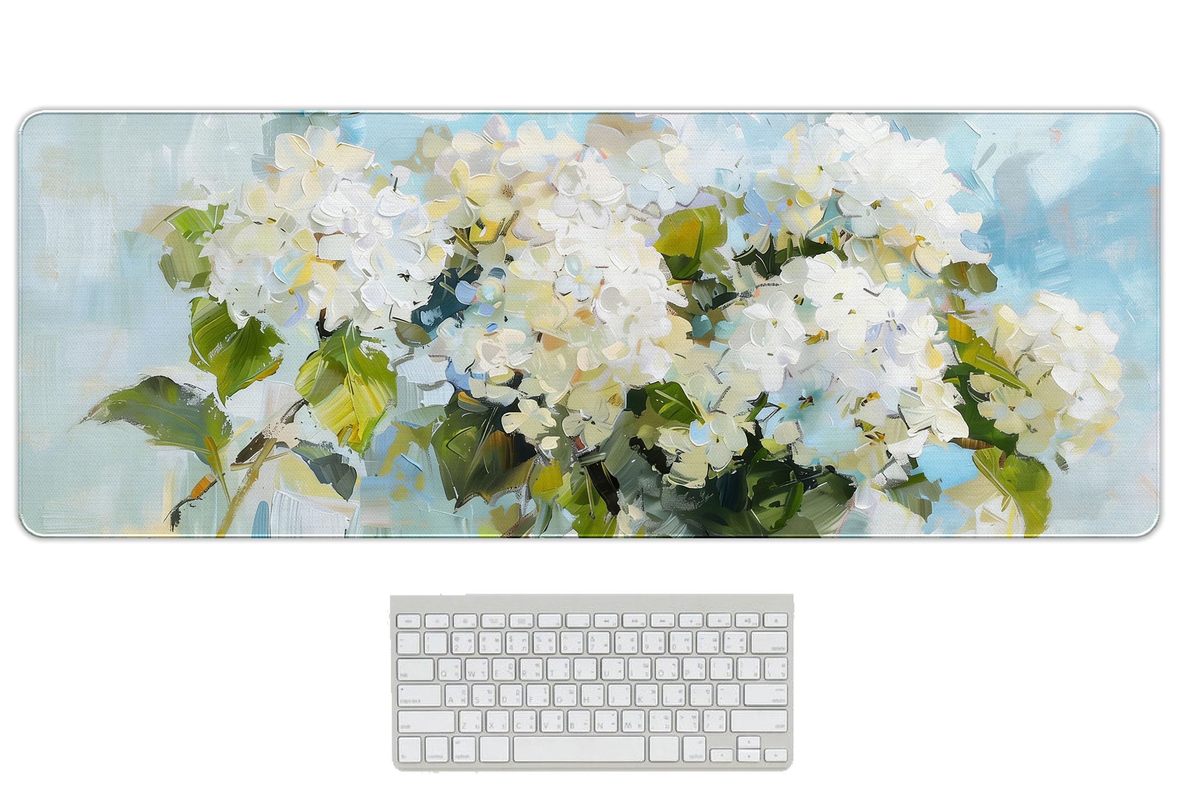 UTELKA Blue Desk Mat, Flroal Desk Matt for Desktop Mouse Pad 31.5x11.8