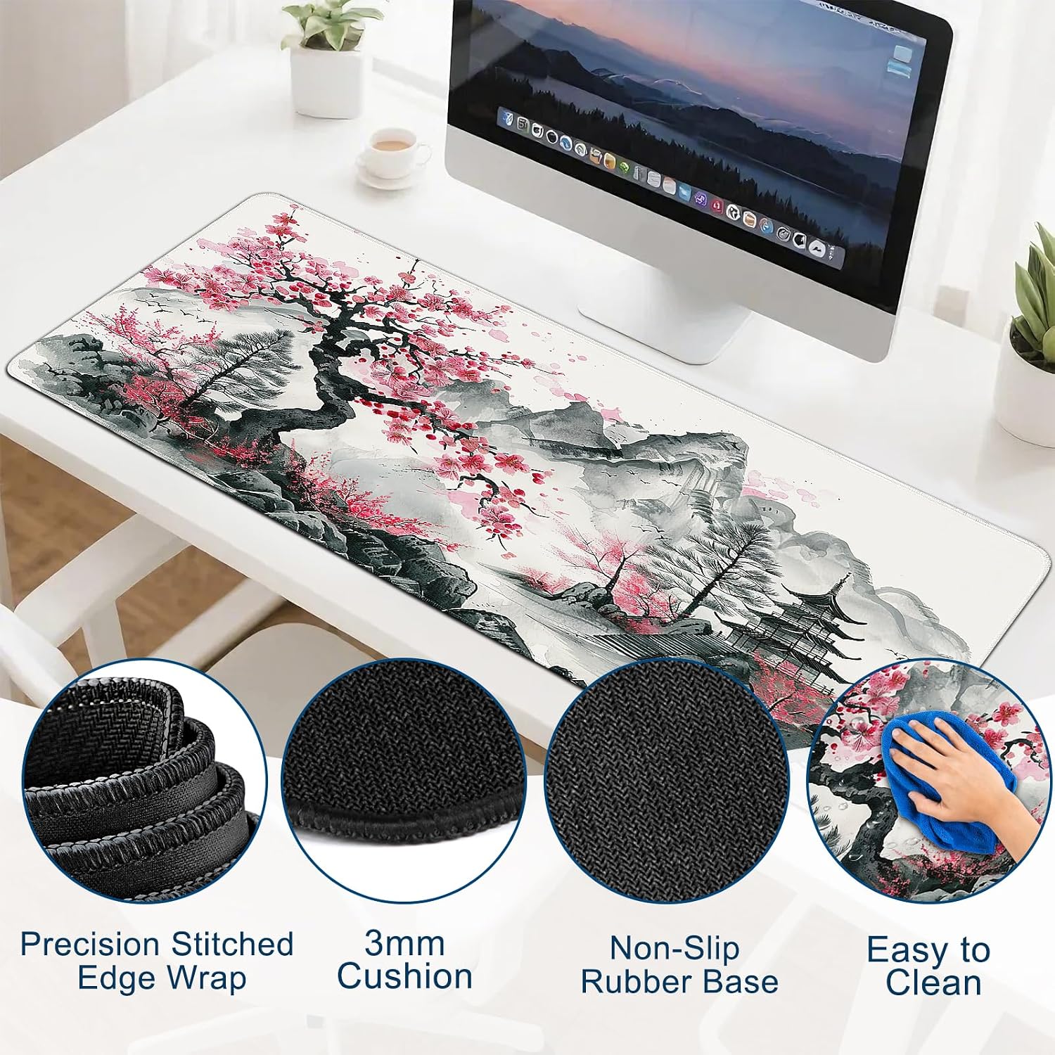 Gaming Mouse Pad, Desk Mat for Keyboard and Mouse, Large Mouse Pad for Desk, Computer Mousepad