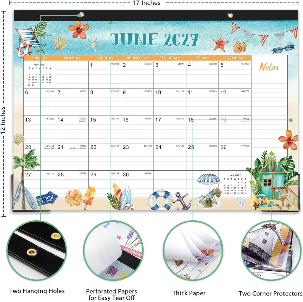2027 Desk Calendar - 12 Monthly Large Desk/Wall Calendar, 17" x 12"
