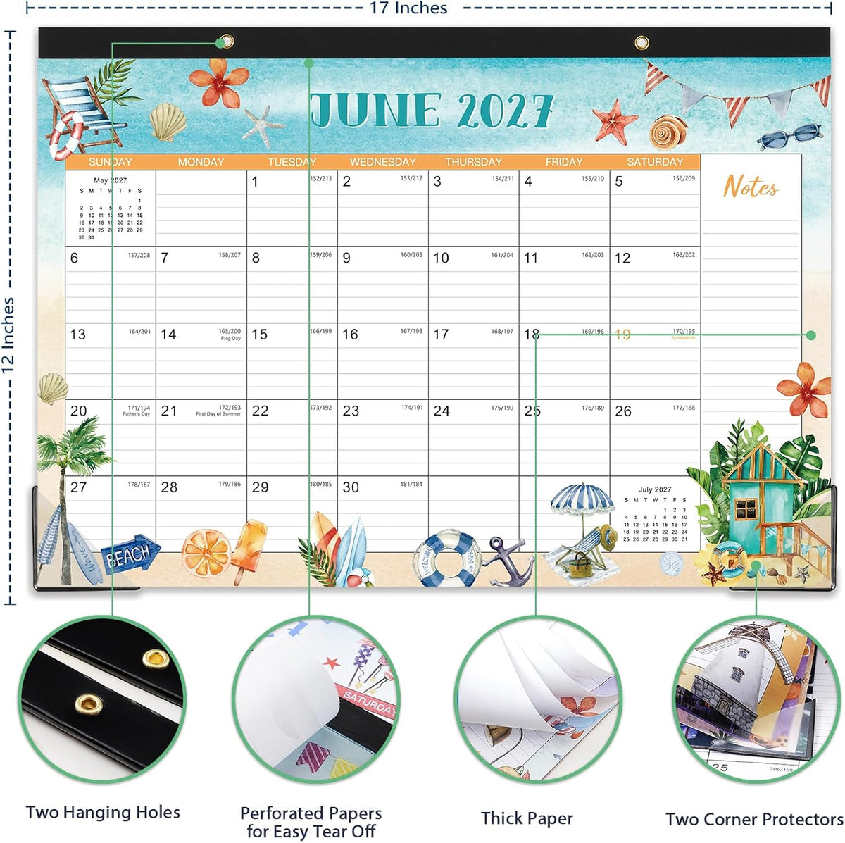 2027 Desk Calendar - 12 Monthly Large Desk/Wall Calendar, 17" x 12"