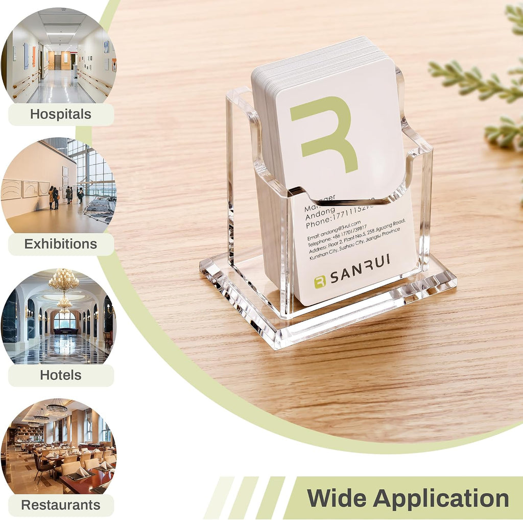 SANRUI Acrylic Business Card Holder for Desk, Clear Vertical Card Organizer