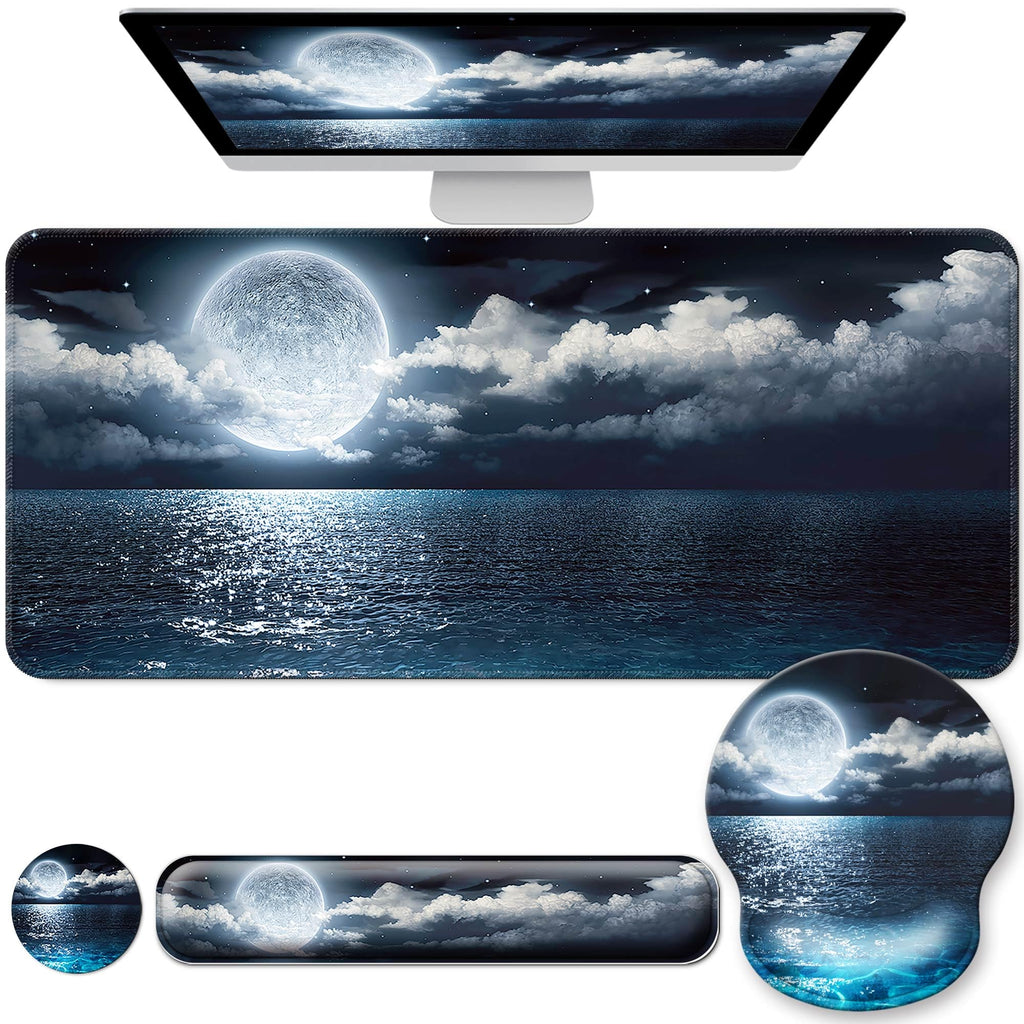 Desk Mat Set Keyboard and Mouse Pad with Wrist Rest Support