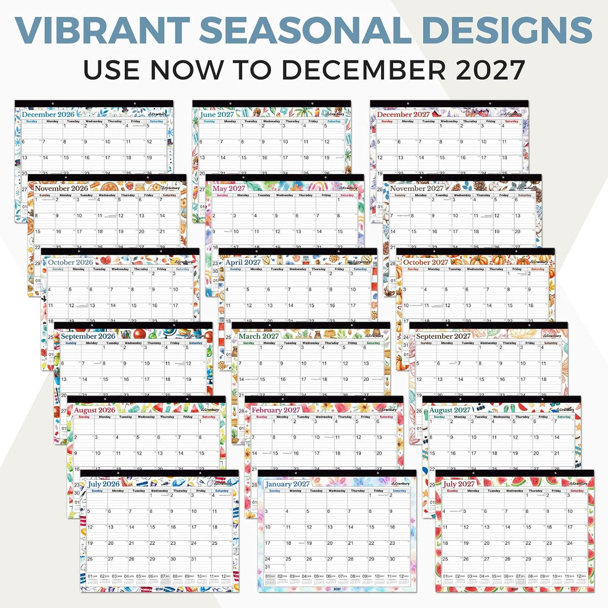 CRANBURY 2026-2027 Desk Calendar 22x17, 18-Month Wall Planner