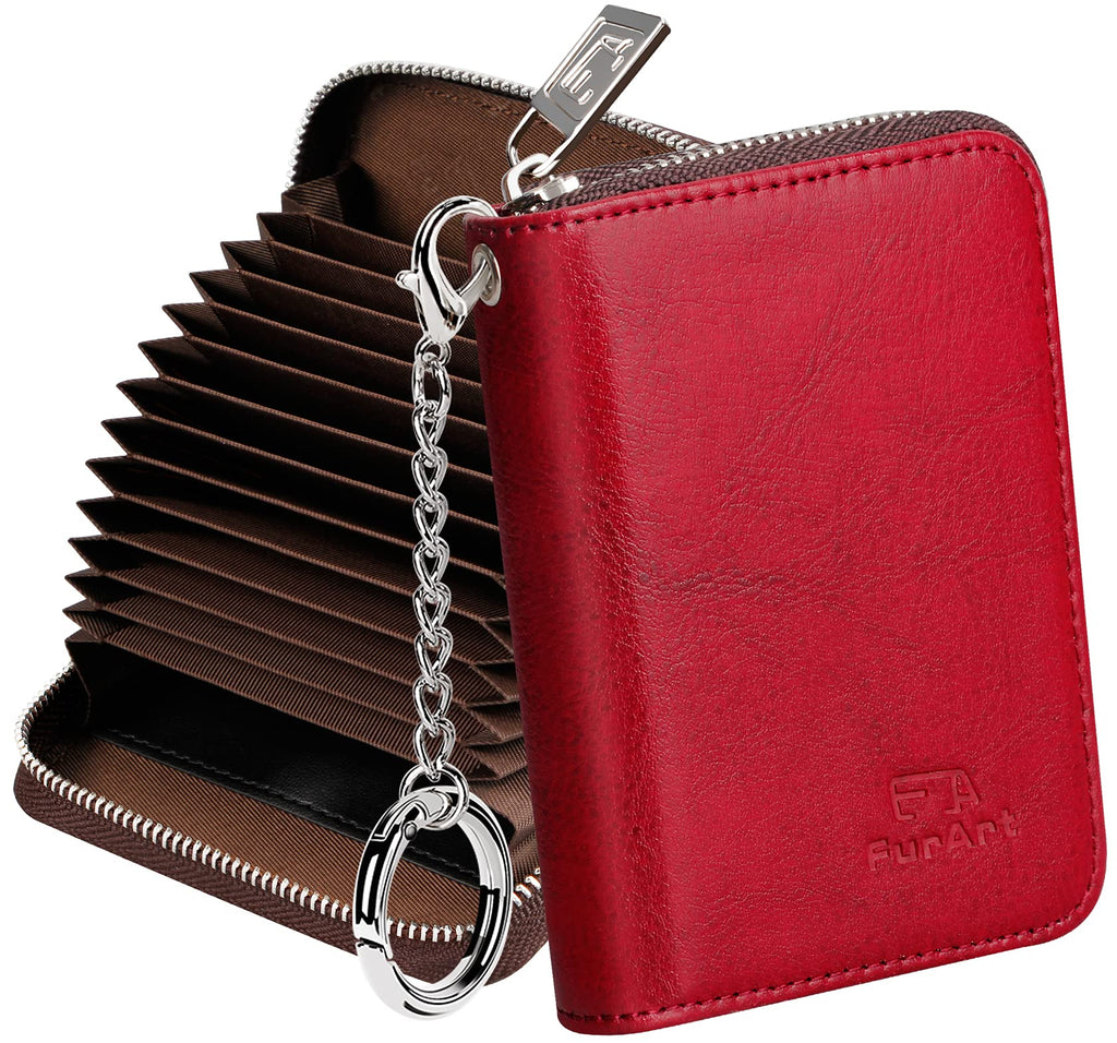 FurArt Zipper Wallet Women RFID Credit Card Holder keychain Wallet